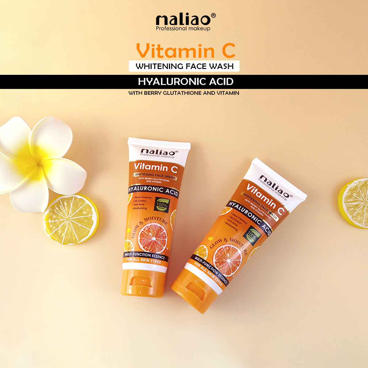 Maliao, Skincare, GentleFormula, Hyperpigmentation, Brightening, HyaluronicAcid, BerryGlutathione, VitaminC, WhiteningFaceWash,